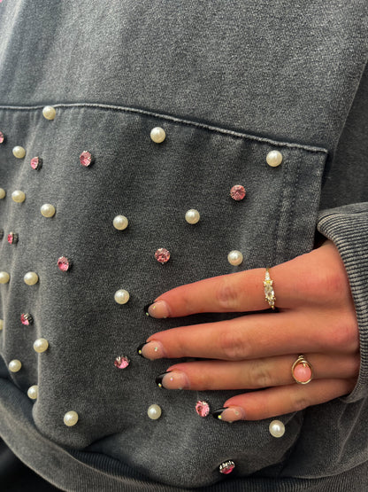 Grey "Bedazzled" Hoodie